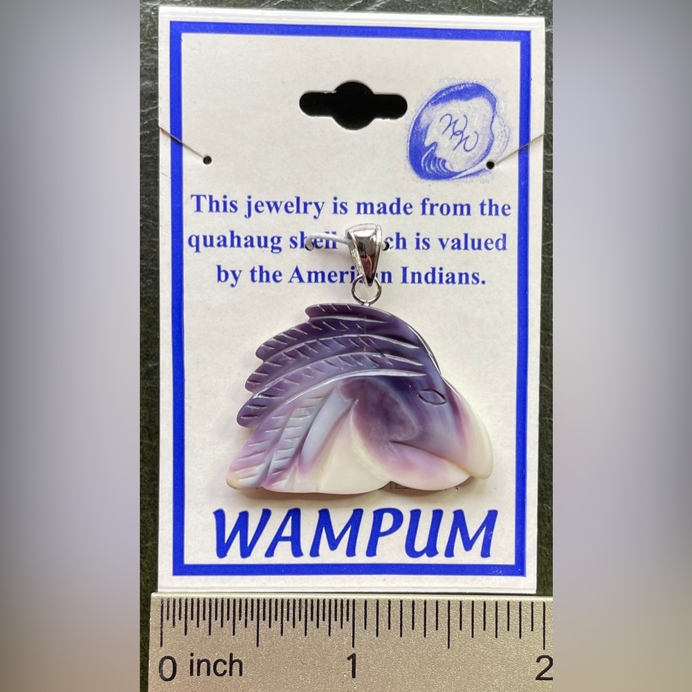 Wampum quahog eagle pendant sterling silver